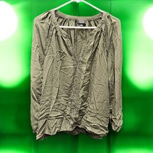 ANA Olive Green Women's Top 2XL flowy blouse no stains or wear